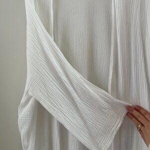 White Cotton Gauze Oversized Kimono Style Jacket